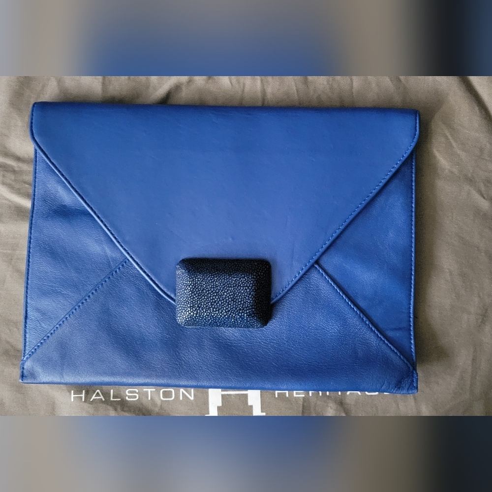 Blue Leather Clutch